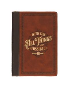 Notizbuch aus Kunstleder und Reißverschluss „Mit Gott sind alle Dinge möglich“