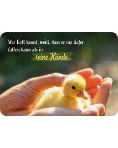 Postkarte 'Wer Gott kennt, weiß, dass er nie tiefer fallen kann, als in Gottes Hände'