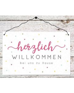 Holzschild groß 'Herzlich willkommen ...'