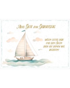 Postkarte 'Alles Gute zum Geburtstag' 12x                   Motiv: Segelschiff