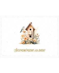 Postkarte 'Segenswünsche für dich!'  12x                    Motiv: Vogelhaus