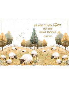 Postkarte 'Der HERR ist mein Hirte. Mir wird nichts mangeln. Psalm 23,1'   12x         Motiv: Schafweide