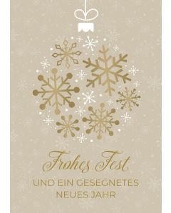 Postkarte 'Frohes Fest und ein gesegnetes neues Jahr' 12x   Motiv: Christbaumkugel