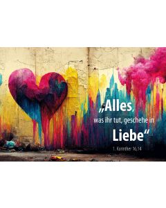 Postkarte 10 Ex. 'Alles, was ihr tut, geschehe in Liebe.'