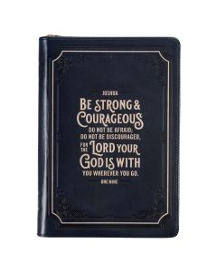 Notizbuch mit Reißverschluss – Josua 1:9 „Sei stark und mutig“